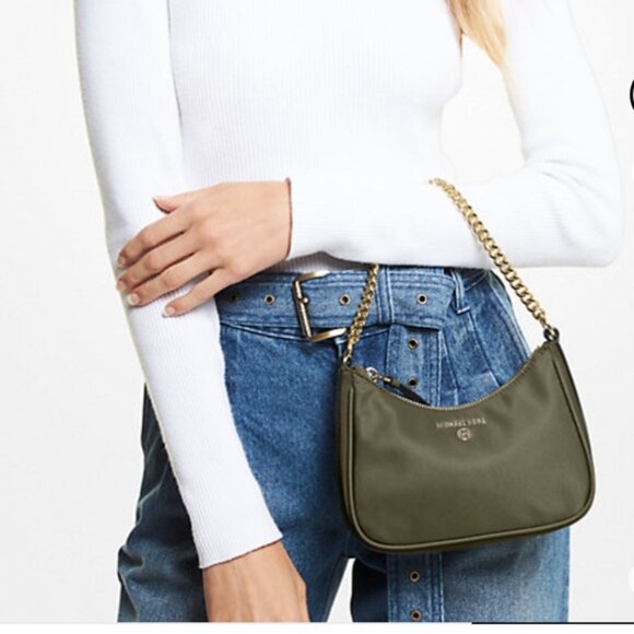 Michael Kors Jet Set Charm Chain Nylon Crossbody/Pouchette Shoulder Bag - Picture 2 of 8